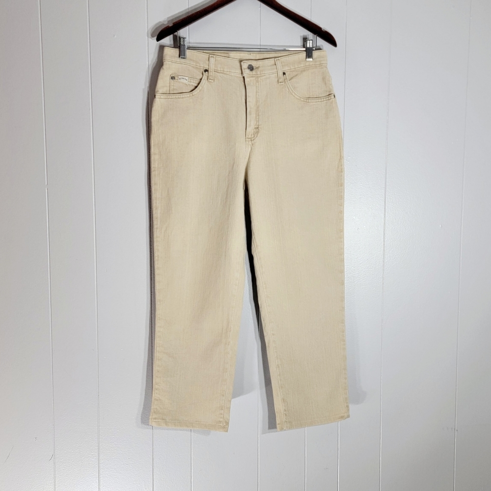 4/$20 NWT Lee Riders Relaxed Stretch High Rise Straight Leg Tan Jeans 12 petite